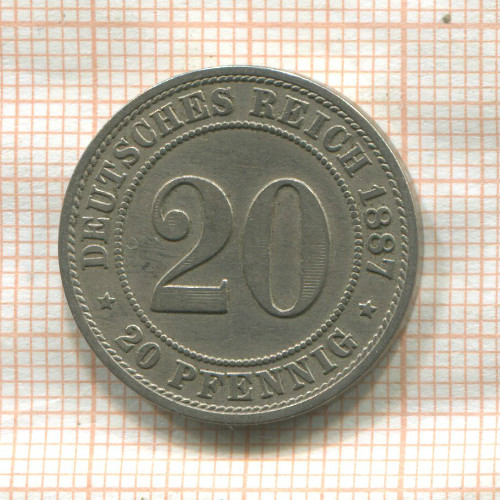 20 пфеннигов. Германия 1887г