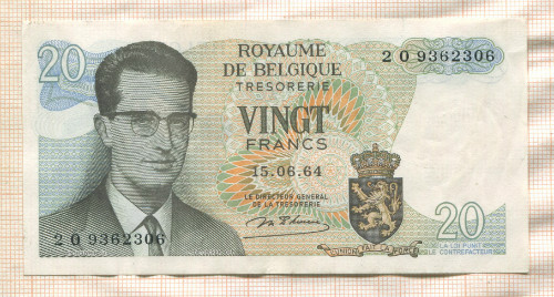 20 франков. Бельгия 1964г