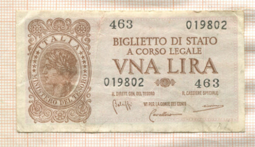 1 лира. Италия 1944г