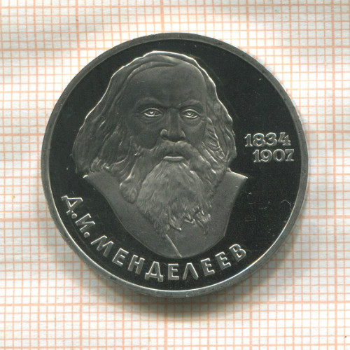1 рубль. Менделеев. ПРУФ новодел 1984/1988г