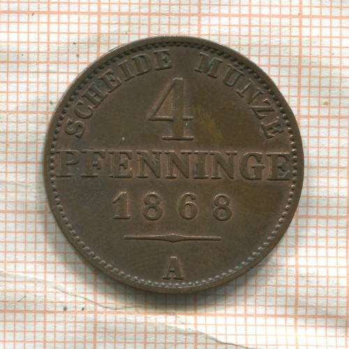 4 пфеннинга. Пруссия 1868г