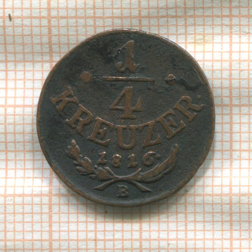 1/4 крейцера. Австрия 1816г