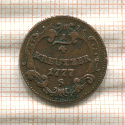 1/4 крейцера. Австрия 1777г