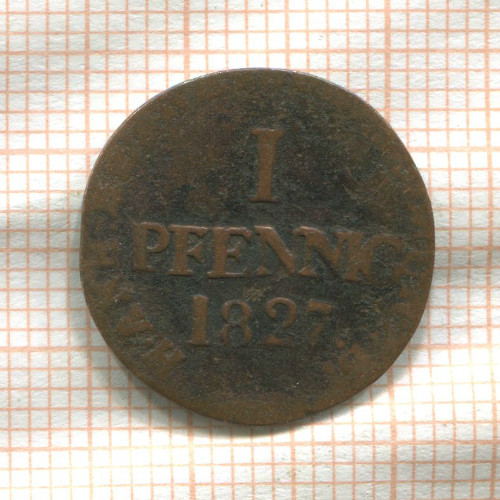 1 пфенниг. Анхальт-Бернбург 1827г