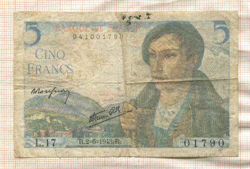 5 франков. Франция 1943г