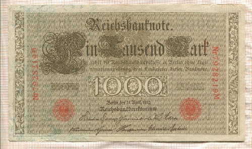 1000 марок. Германия 1910г