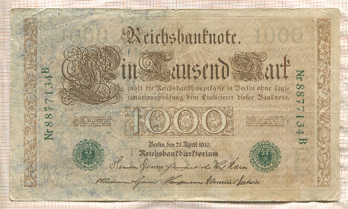 1000 марок. Германия 1910г