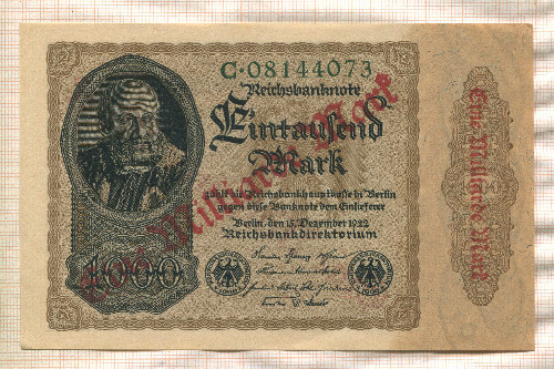 1000000000 марок. Германия 1923г