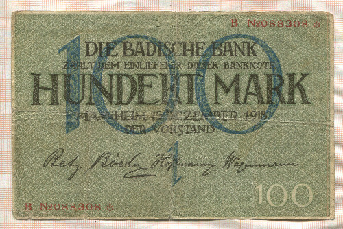 100 марок. Германия 1918г
