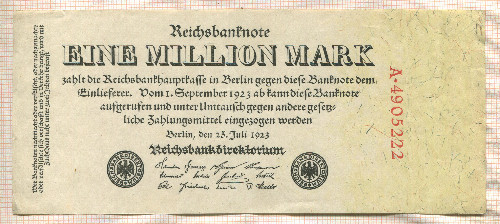 1000000 марок. Германия 1923г