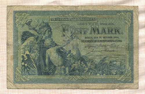 5 марок. Германия 1904г