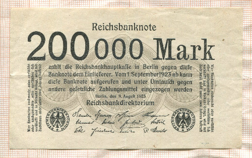 200000 марок. Германия 1923г
