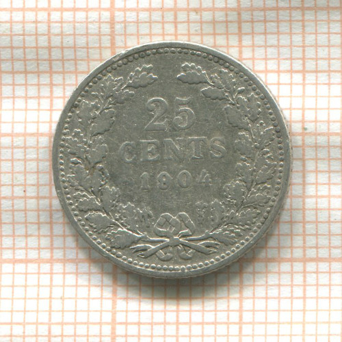 25 центов. Нидерланды 1904г