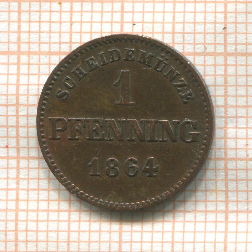 1 пфеннинг. Бавария 1864г