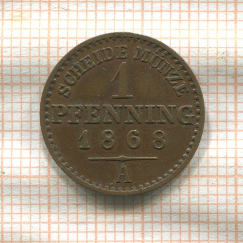 1 пфеннинг. Пруссия 1868г