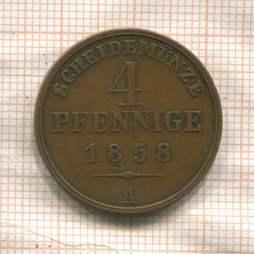 4 пфеннига. Шаумбург-Липпе 1858г