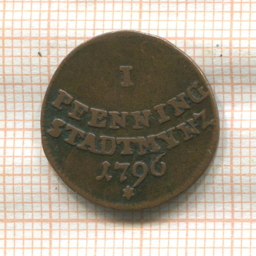 1 пфеннинг. Аугсбург 1796г