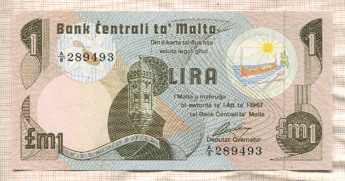 1 лира. Мальта 1967г