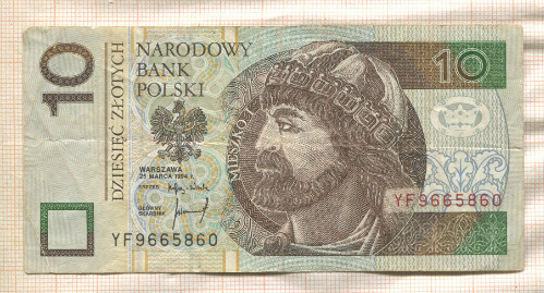10 злотых. Польша 1994г