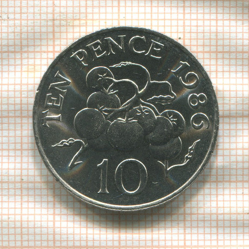 10 пенсов. Гернси. F.A.O. 1986г